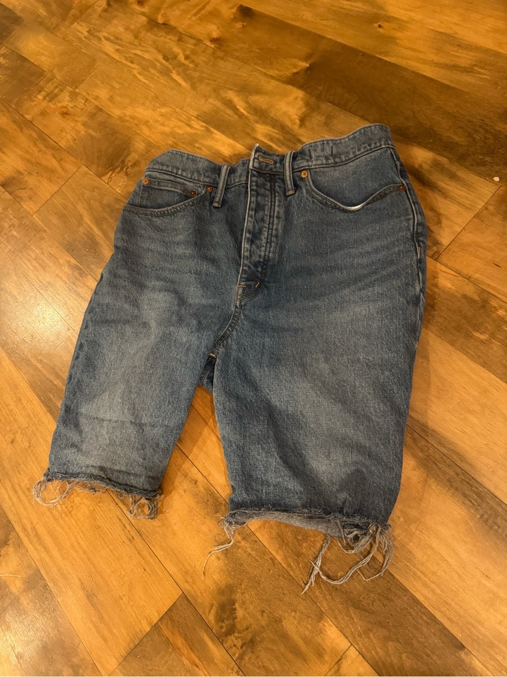Madewell Distressed Blue Denim Jean Shorts